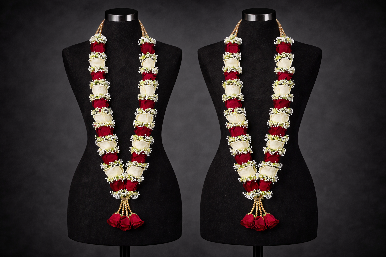 Red & White Rose with Gypsophila