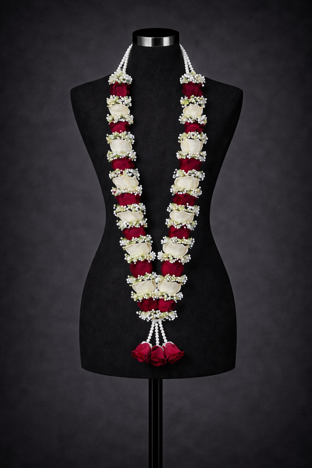 Red & White Rose with Gypsophila