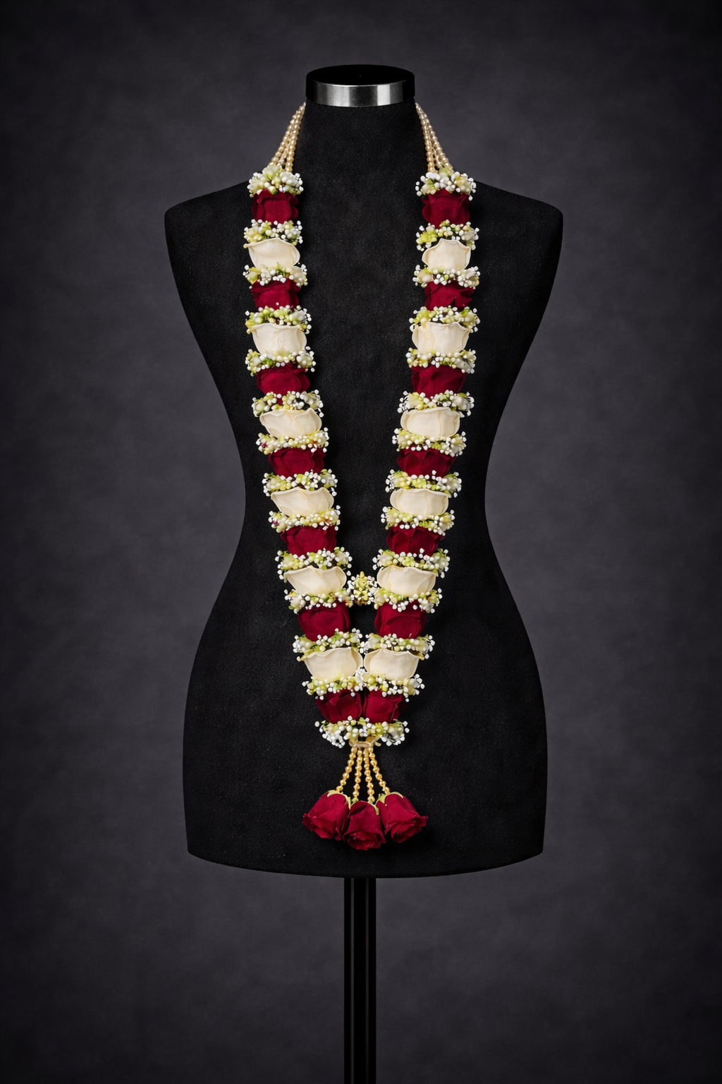 Red & White Rose with Gypsophila